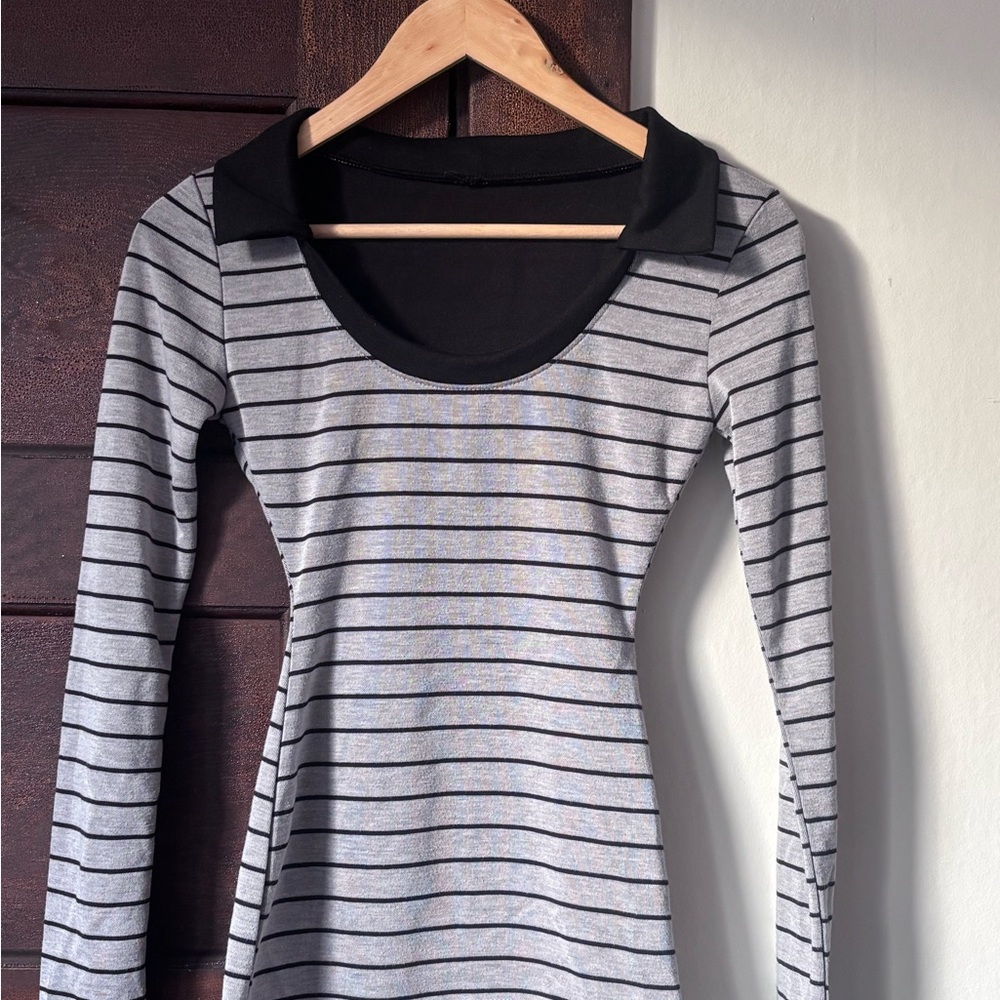 Striped Black and Gray Women's Top